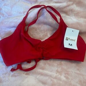 Red Knot-Front Bralette with Adjustable Straps - Unbranded